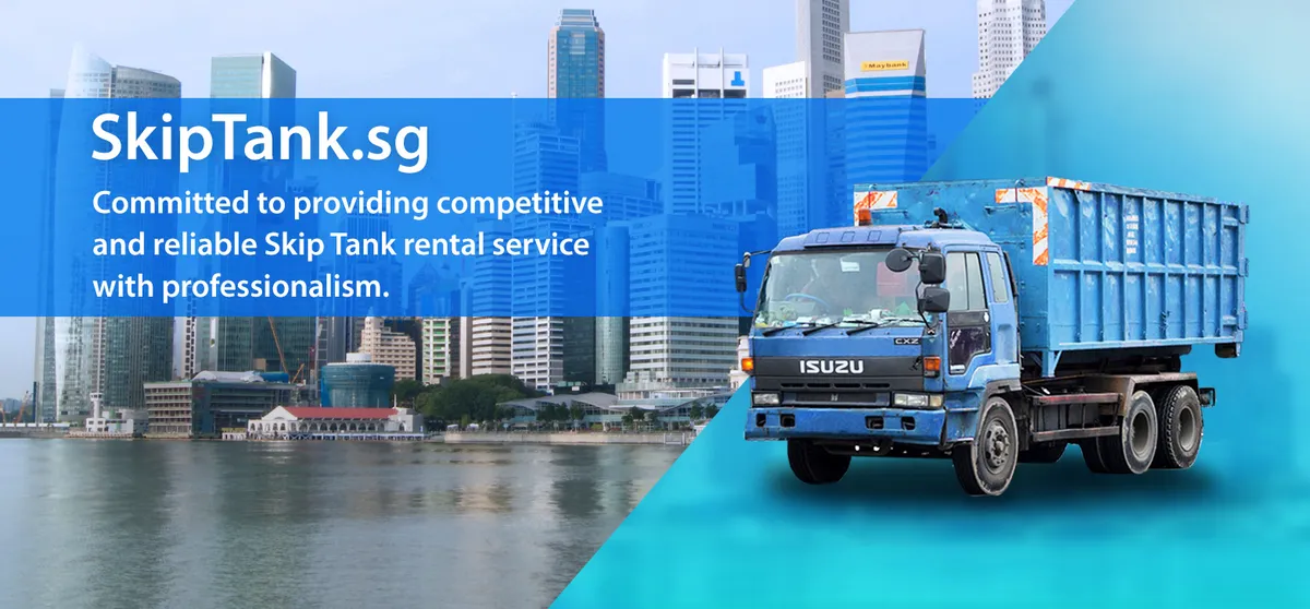SkipTank truck delivering a skip tank in Singapore